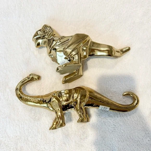 Shiny Gold Dinosaur Figurine Planter Set - Picture 8 of 8